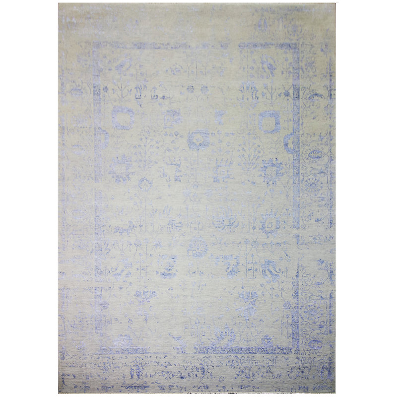 Oriental Area Rug in Silver, Rectangle 10' x 14'