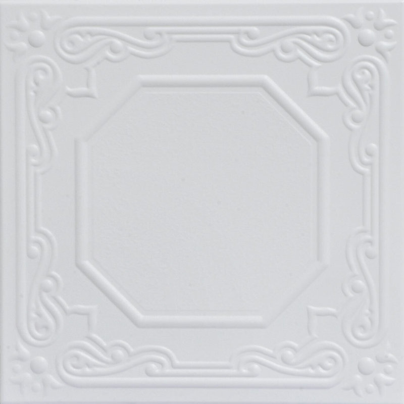 Tuile de plafond en polystyrène collé 1,6 pi x 1,6 pi Topkapi Palace, Blanc ultra pur