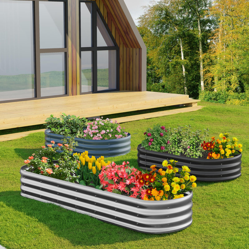 Ensemble de lit de jardin surélevé galvanisé, H 12 po x l 24 po x P 96 po