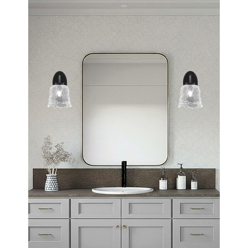 Applique murale encastrée Sunnydale, fini noir mat, verre lave transparent de 18 cm, 10" H x 7" W x 8.25" D