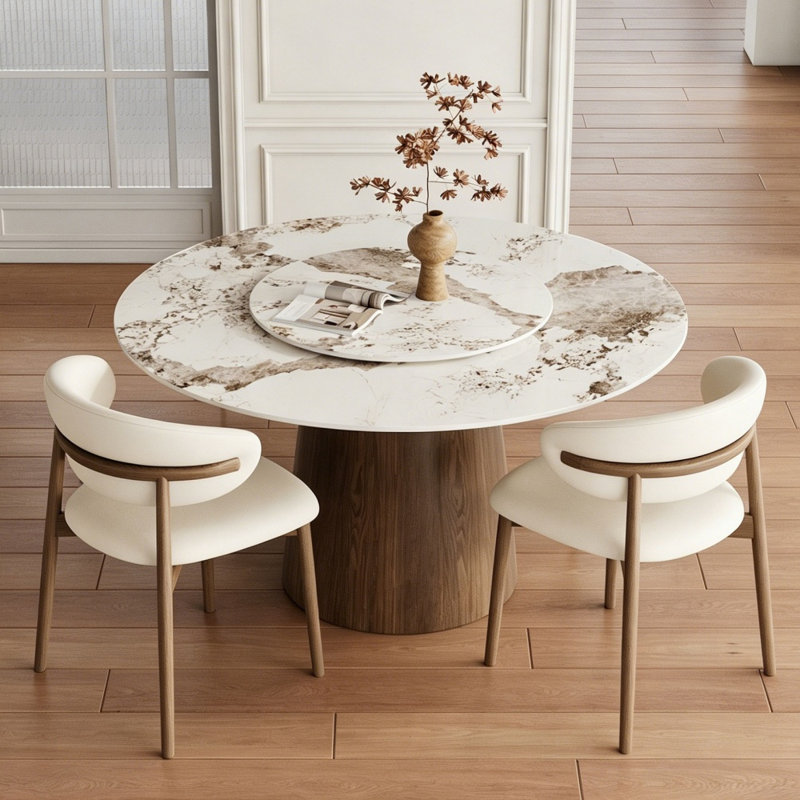 Ensemble de table de salle à manger 4/6/8 personnes, 29.52" H x 47.24" W x 47.24" D, 3 Pieces: Table, 2 Chairs, Amber
