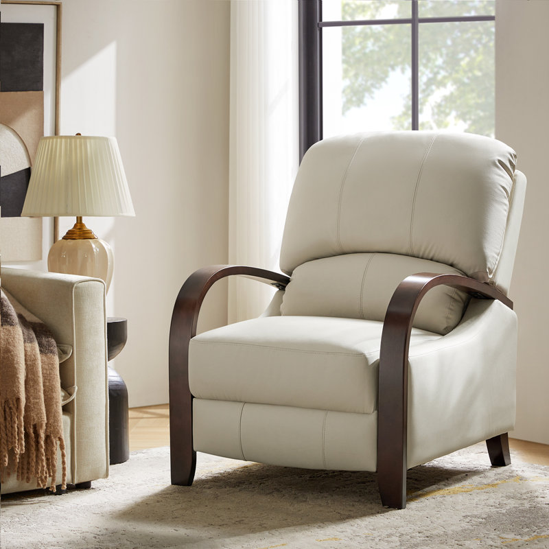 Fauteuil inclinable standard en cuir véritable Hardge, Cuir véritable beige