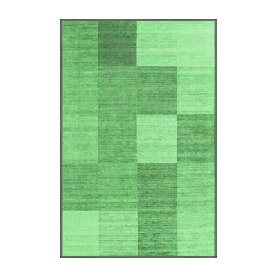 Tapis contemporain vert émeraude lavable à la machine 1802