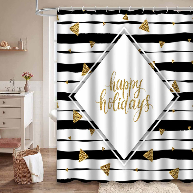 Rideau de douche avec 12 crochets Merry Christmas, L 72 po x l 72 po