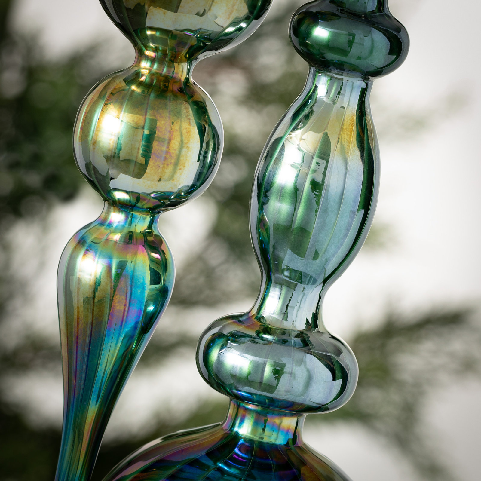 2 Piece Lustrous Finial Ornament Set