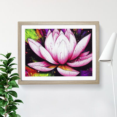 Lotus Flower Paint Splatter (5) - Single Picture Frame Print