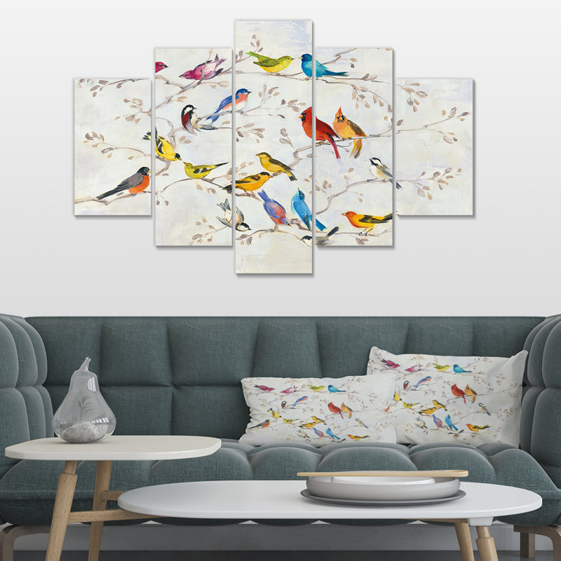 «», reproduction d’impression multi-pièces sur toile Multi-Color Bird on Tree