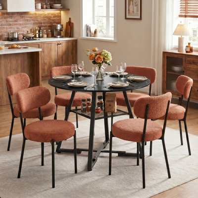 Table de salle à manger industrielle 42 "avec chaises rembourrées, ensemble de table de cuisine