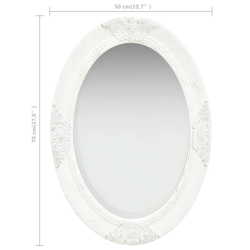 Wall Mirror Bathroom Mirror with Baroque Style Decorative Vanity Mirror, White, 19.70" x 27.60"