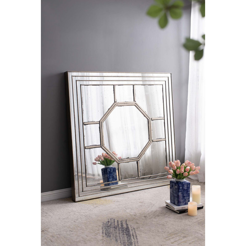 Reyna Wood Square Wall Mirror,  48'' H x 48'' W x 3'' D