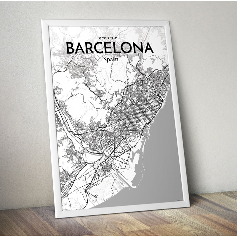 Barcelona City Map - No Frame Print, 43.2cm H x 27.9cm W x 0.13cm D