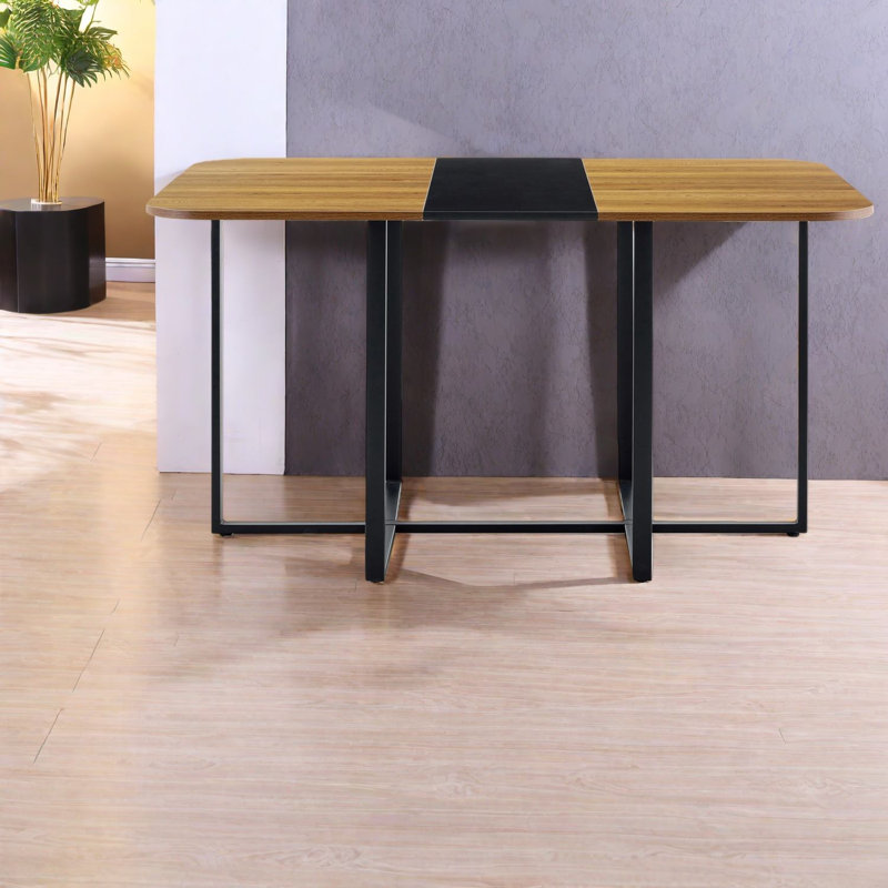 Table de salle à manger industrielle moderne, structure métallique en MDF, utilisation polyvalente à la maison