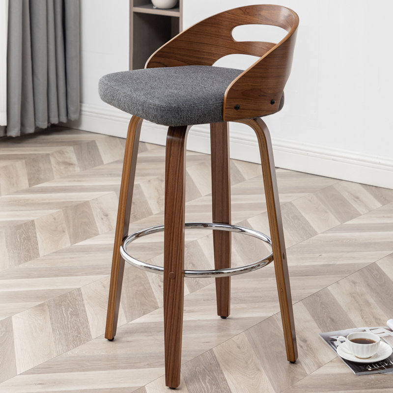 Swivel Upholstered Counter Stool, Bar Stool (30.31" Seat Height), Gray