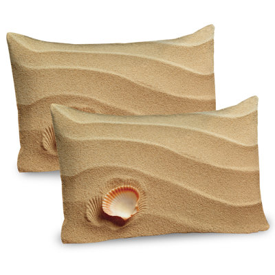 Ambesonne Animal Pillow Sham 2 Pack Seashells Yellow Sand  Sand Brown -  pil-2_17268_26x20