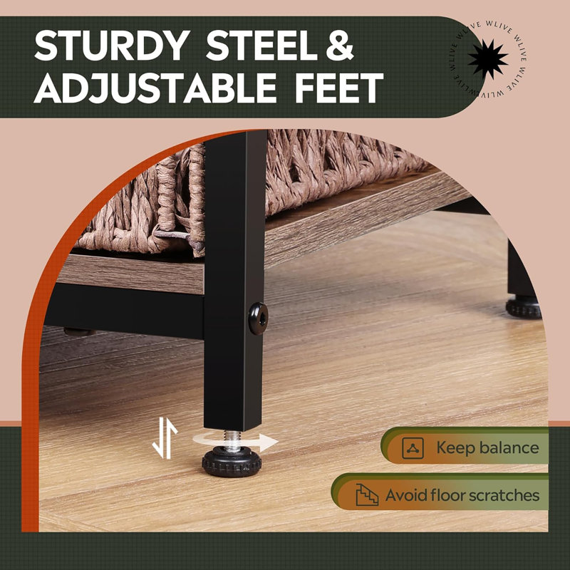3-Tier Side Table with Storage, Brown