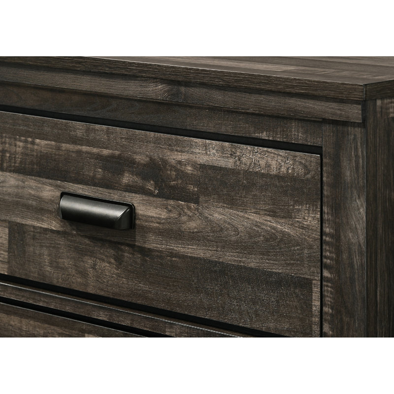 Brown 2 Nightstand With Black Pull Handles For A Cozy Bedroom In Mixed Finish And Look, Brown