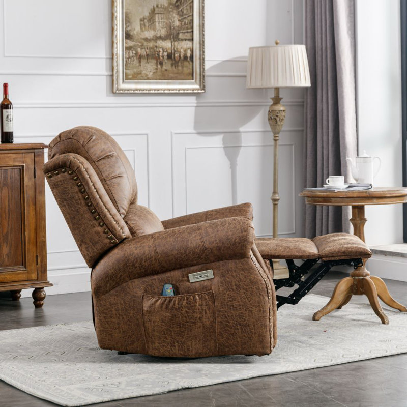 Fauteuil inclinable électrique de 38 po Maxwellton, Beige foncé rétro