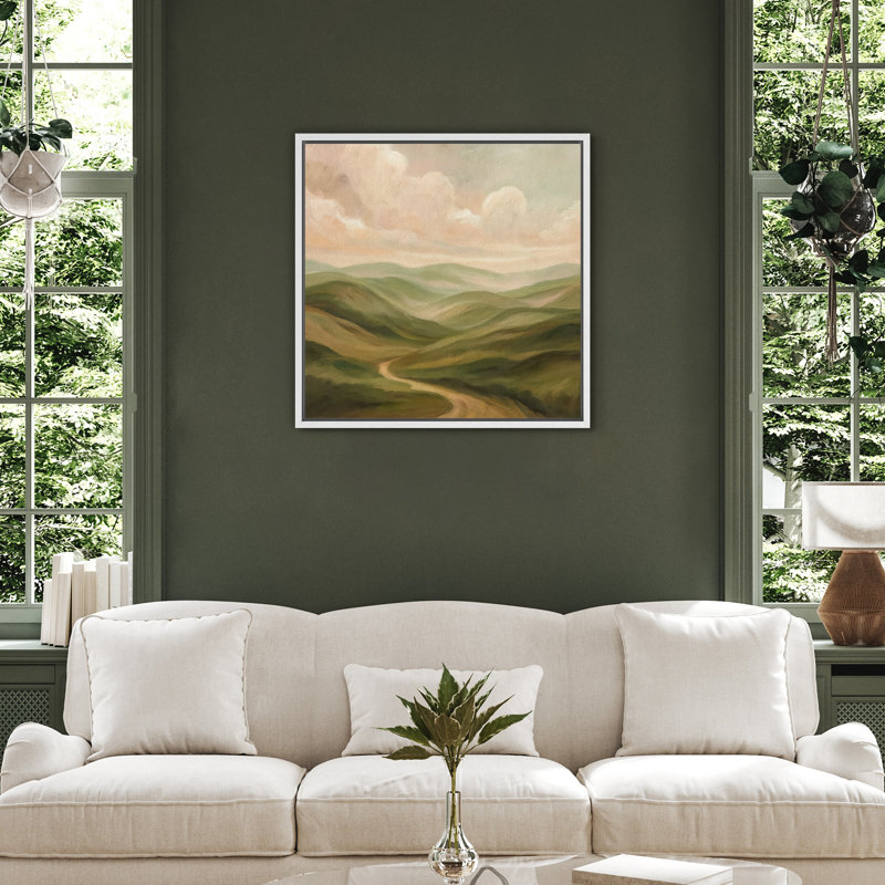 «Soft Green Hills and Winding Path Landscape», impression sur toile encadrée, H 16 po x l 16 po x P 1,5 po