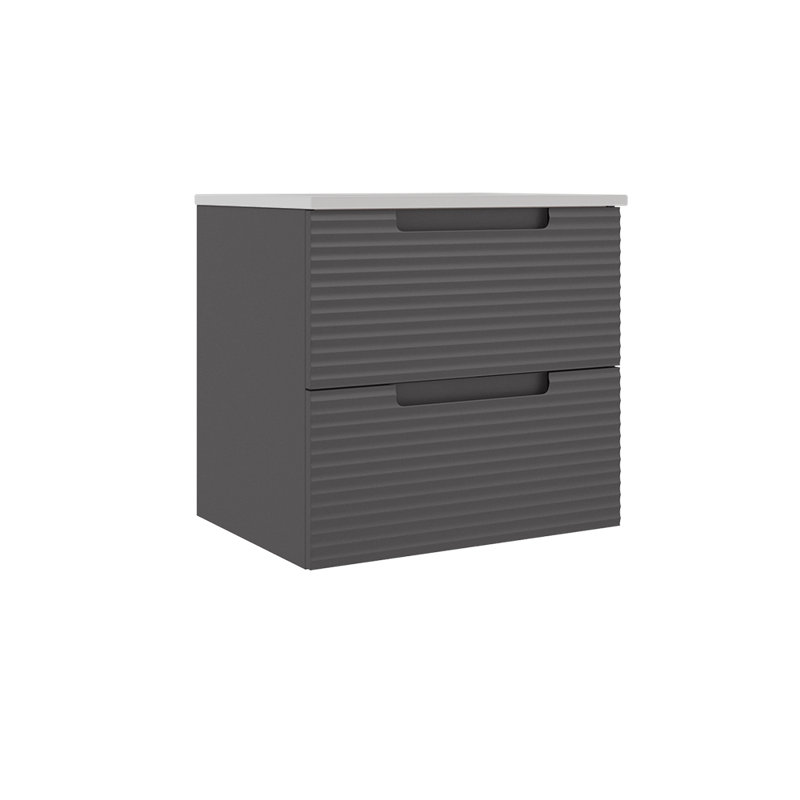 Meuble-lavabo mural 24 po Coda, Frêne gris cendré