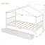 Lit simple en bois avec tiroirs, blanc
