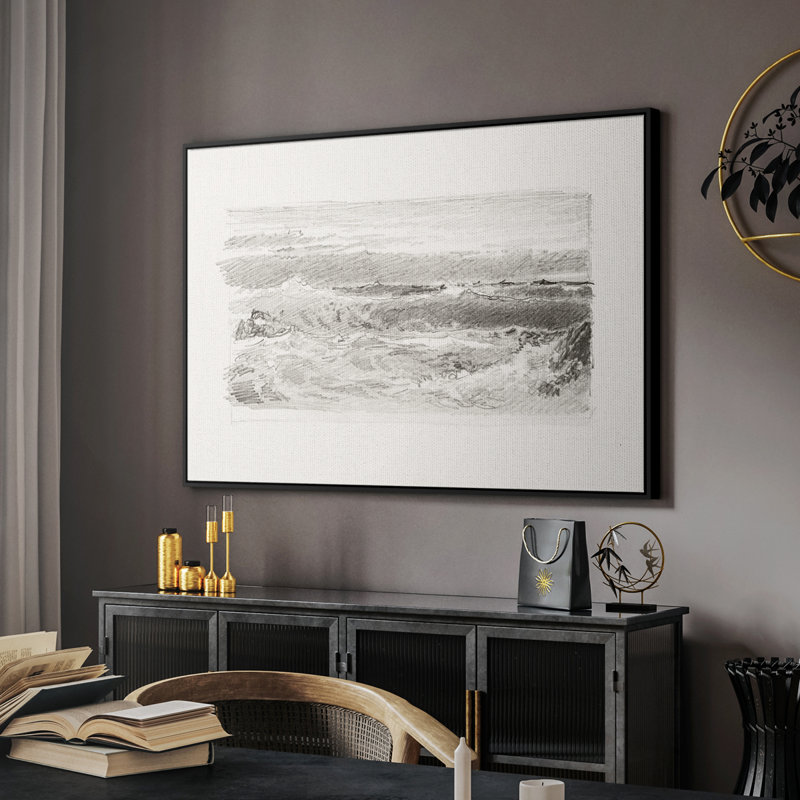 Croquis rétro - LV, Toile avec cadre flottant noir, H 27 po x l 41 po x P 2 po
