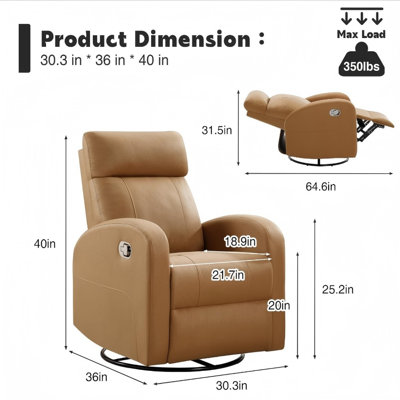 Siru 30.3'' Faux Leather Swivel Reclier Chair