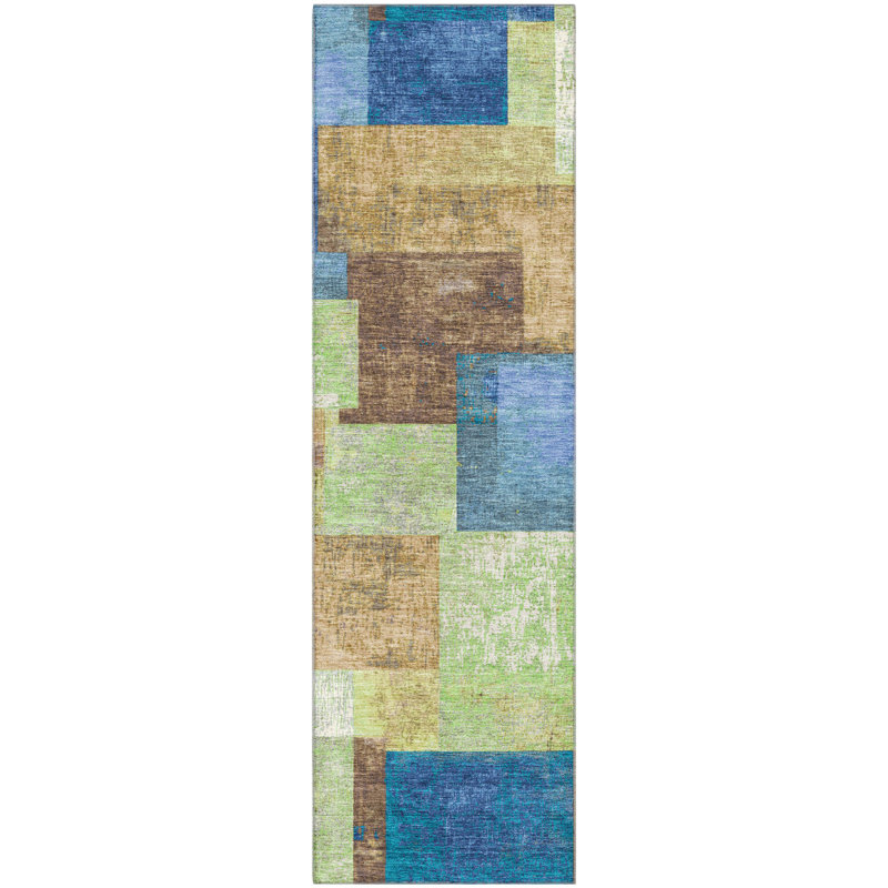 Premium Machine Washable Pinkston Geometric Rug, Runner 2'3" x 7'6"