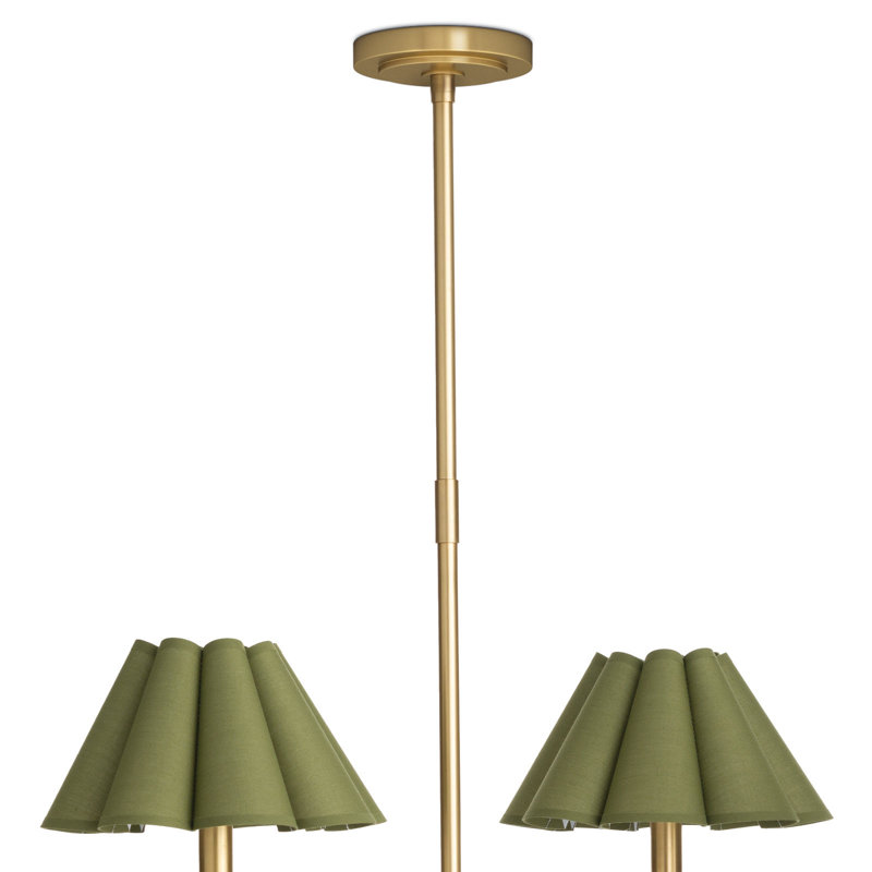 Polly 6-Light Chandelier, Natural Brass, Green
