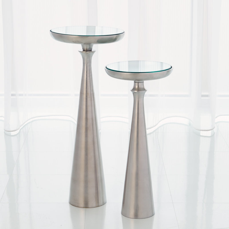Minaret Accent Table-Lg, Satin Nickel