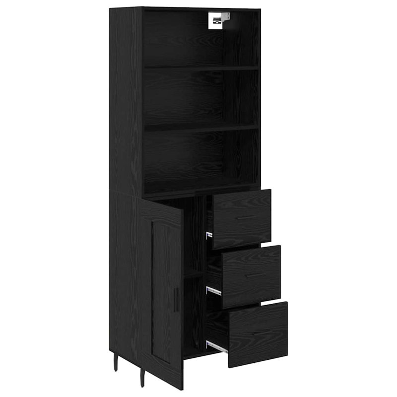  Highboard With Drawer Black Oak 69.5 X 34 X 180 Cm, Black Oak