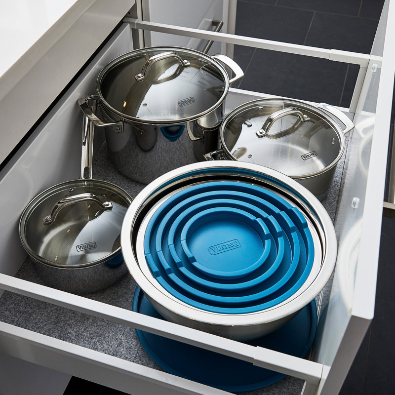 Viking 10 Piece Stainless Steel Mixing Bowl Set with Lids, Teal