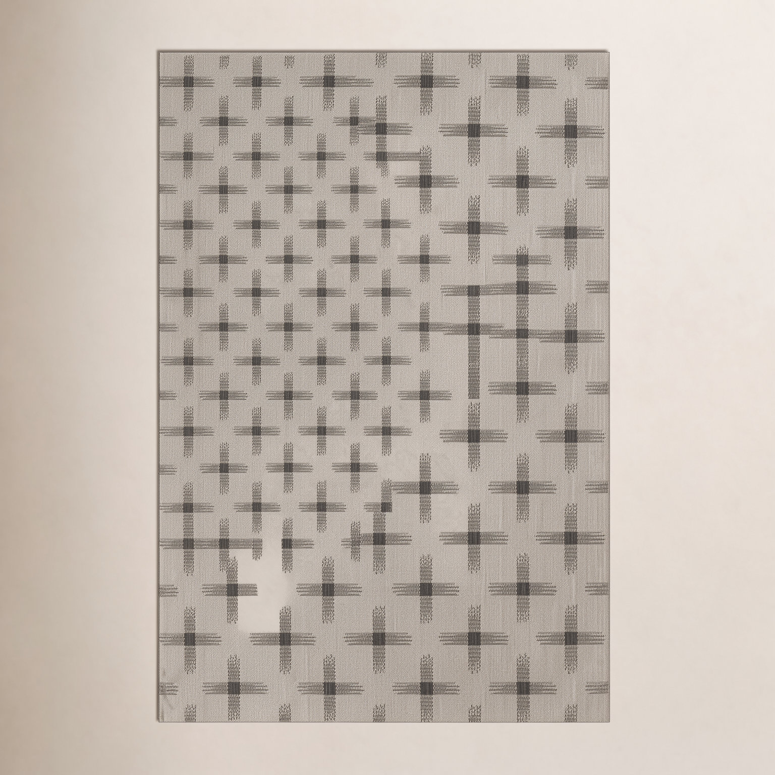 Demetrius Ivory Brown Geometric Outdoor Rug, Rectangle 3'3" x 5'