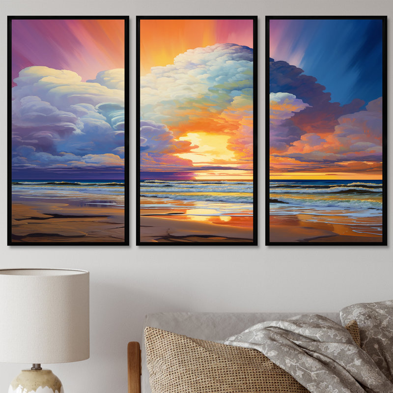 Ensemble de salon Royster - Beach & Ocean Wall Art, Cadre flottant noir, H 32 po x l 48 po x P 1 po