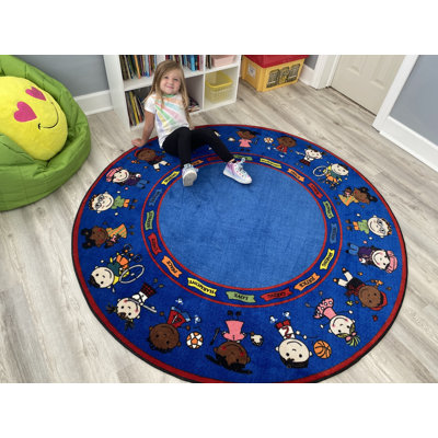 KidCarpet Friends Full Circle Rug, 6' Round Area Rug for Kids | Learning Rug for Children's Classroom | Kids Playroom Rug | School Carpet for Kids