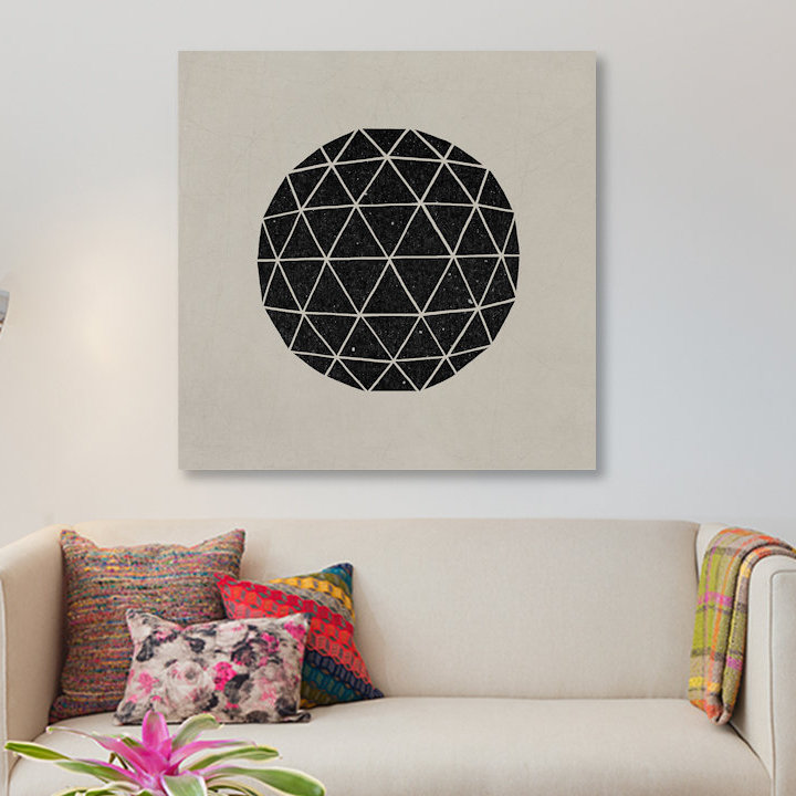 « dark géodésique », impression sur toile, H 12 po x l 12 po x P 1,5 po, Toile tendue, Pas de tapis