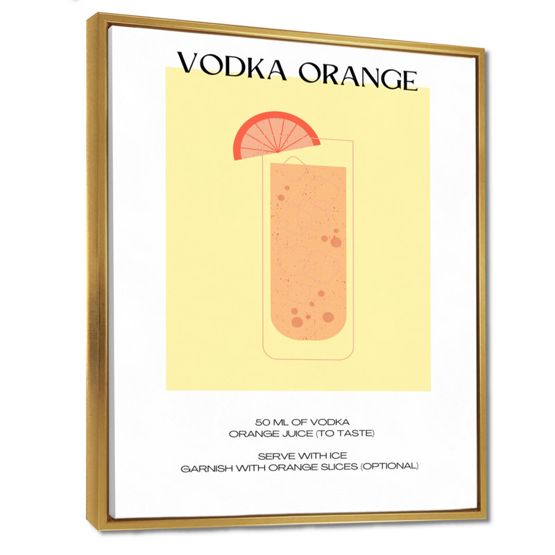 «Vodka Orange Punch Party», impression d'art mural, H 32 po x l 24 po, Cadre flottant doré