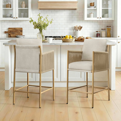 Upholstered Counter Stool with Metal Frame