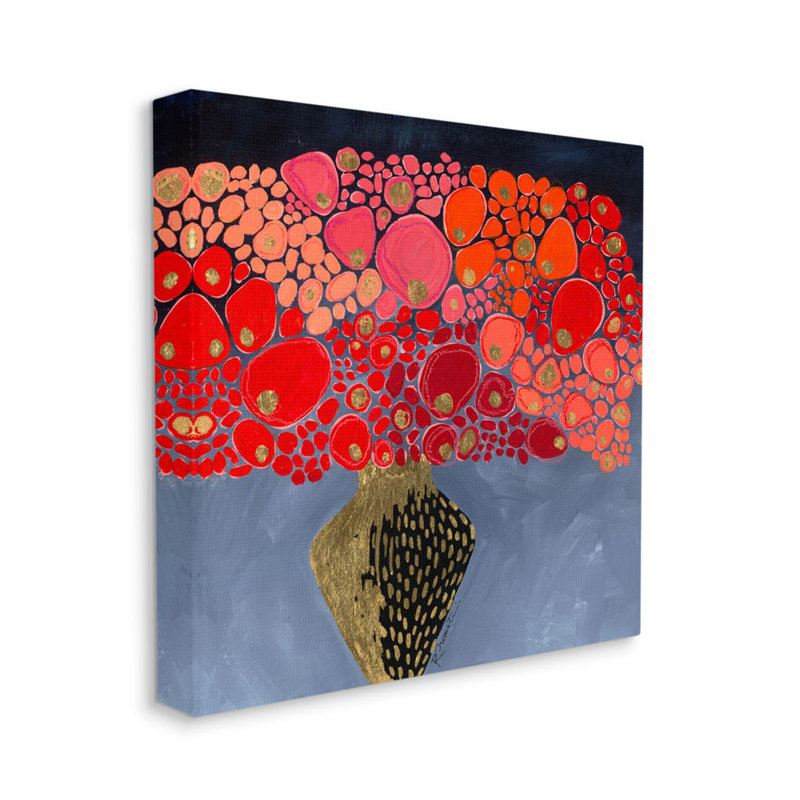 Abstrait rond bouquet de fleurs dans un vase par Troisième et mur - reproduction d'art, H 24 po x l 24 po x 1,5 po
