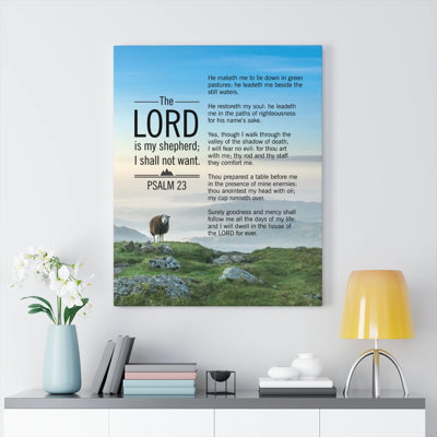 «The Lord Is My Shepherd Blue Sky Psalm 23», reproduction sur toile tendue