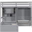 Lit superposé simple avec tiroirs, garde-robe, tablettes de rangement et lit hydraulique, gris