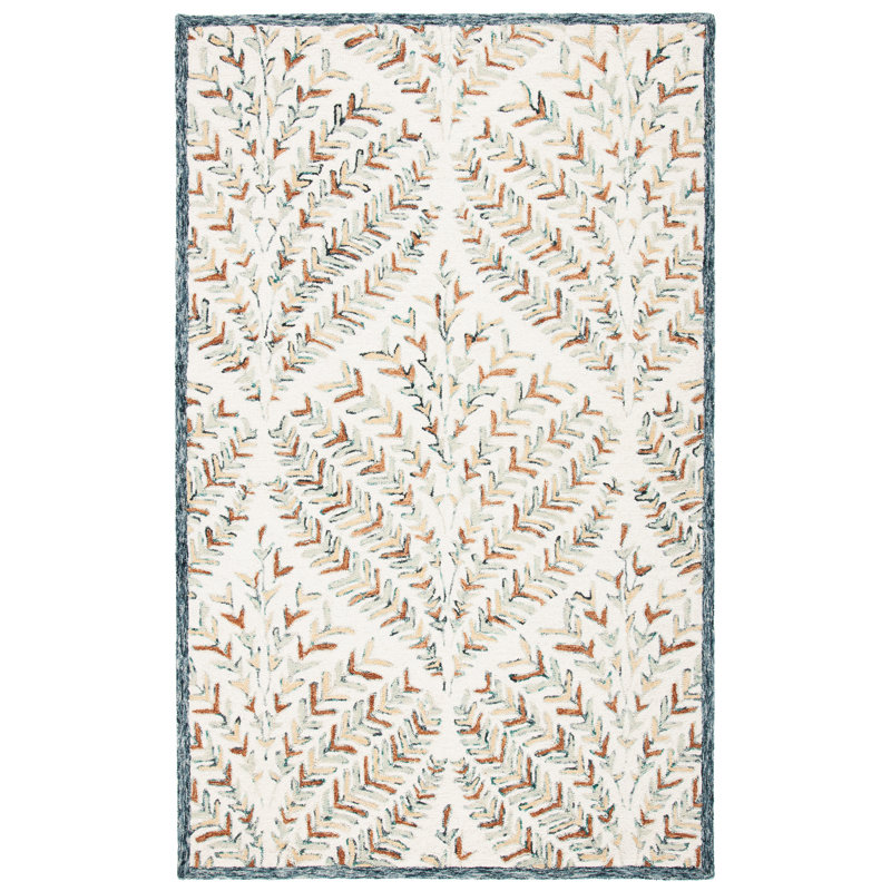 Tapis ivoire / vert Janeidy 208, Rectangle 6 pi x 9 pi