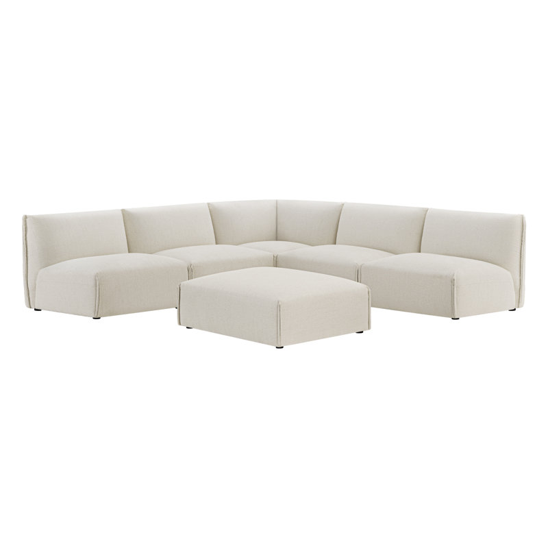 Nakash 113" 6-Piece Wide L-Shaped Modular Upholstered Sectional Sofa