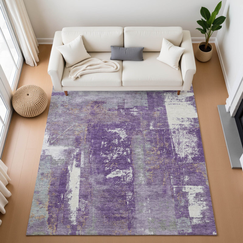 Premium Machine Washable Pirtle AMF1984 Abstract Rug, Rectangle 10' x 14'
