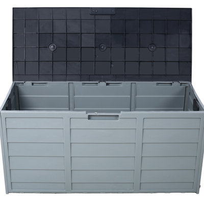 Deck Box For Outdoor Use - 75 Gallon Resin Storage With Wheels And Handles Patio, Garden, Garage Spacious Convenient Backyard,