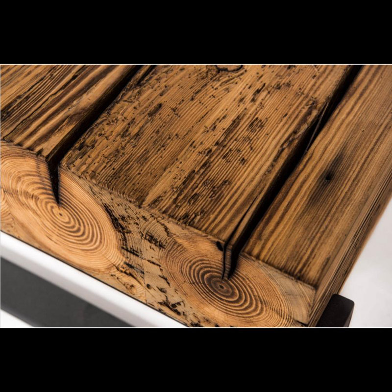 Coffee Table Made From Reclaimed Pine Wood, Powder Coated Steel