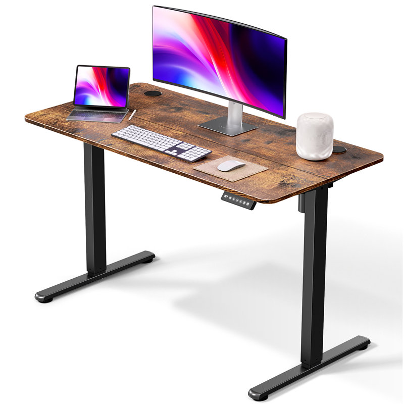 Bureau debout - Bureau à hauteur réglable, Brun, H 46,5 po x l 48 po x P 23,6 po