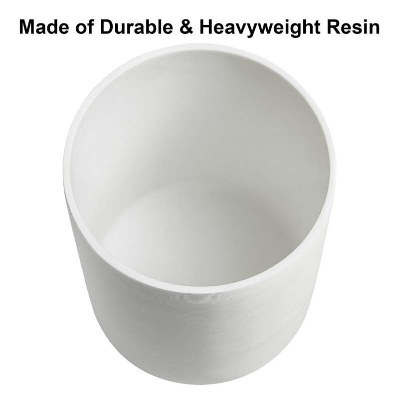 White Ribbed Resin Wastebasket with Flecked Detailing