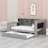 Upholstered Headboard Bed with Trundle, Storage Shelves, Desk & Charging Station-143348848