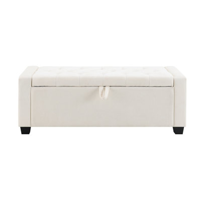 Ottoman With Storage, Storage Ottoman Bench With Safety Hinge, Upholstered Entryway Bench With Seating
