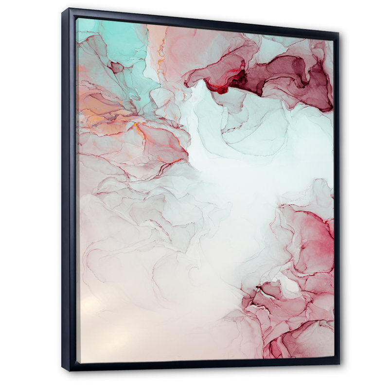 Marbre gris et rose, ondulations d'art II - reproduction d'art moderne sur toile, H 32 po x l 16 po x P 1 po